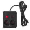 Power strip MACLEAN MCE387 B — 2 sockets, 3×USB A, 110–240V, 1.5 m cable, max 2500W