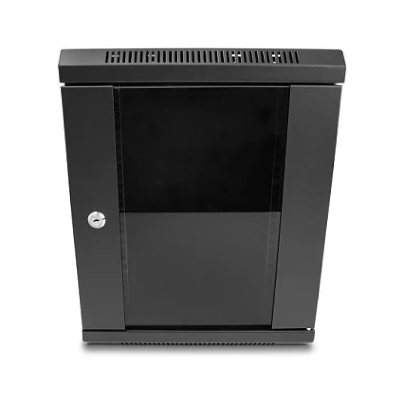 Delock 43418 19 inch 12U Wall-Mount Rack Cabinet with Glass Door, Black
