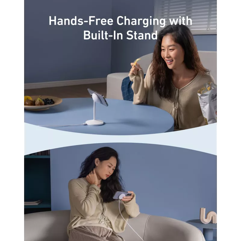 Anker MagGo Headphones White USB Wireless Fast Charging Indoor