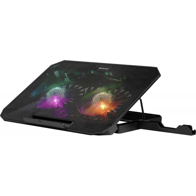 Notebook cooling pad DEFENDER NS-510 with 2 fans, 2×USB ports and RGB lighting