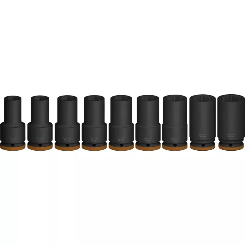 Socket set Bosch PRO 3/4 inch, 9-piece deep sockets, black