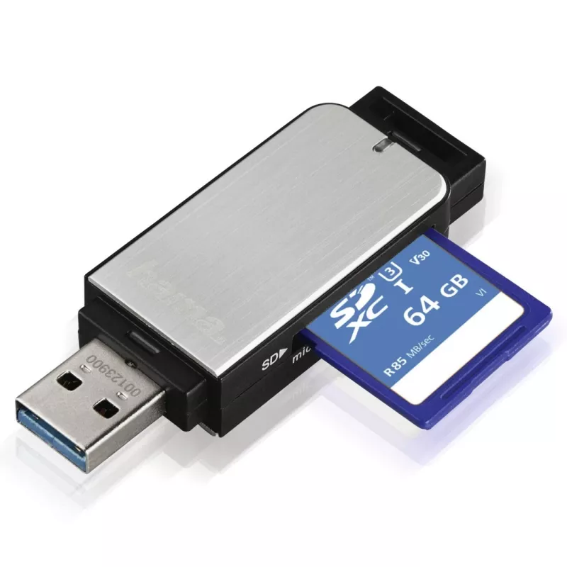 Hama 123900 card reader USB 3.2 Gen 1 (3.1 Gen 1) Black, Silver