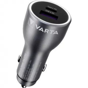 Car charger Varta 57933101111, 45W total, 1× USB-A, 1× USB-C