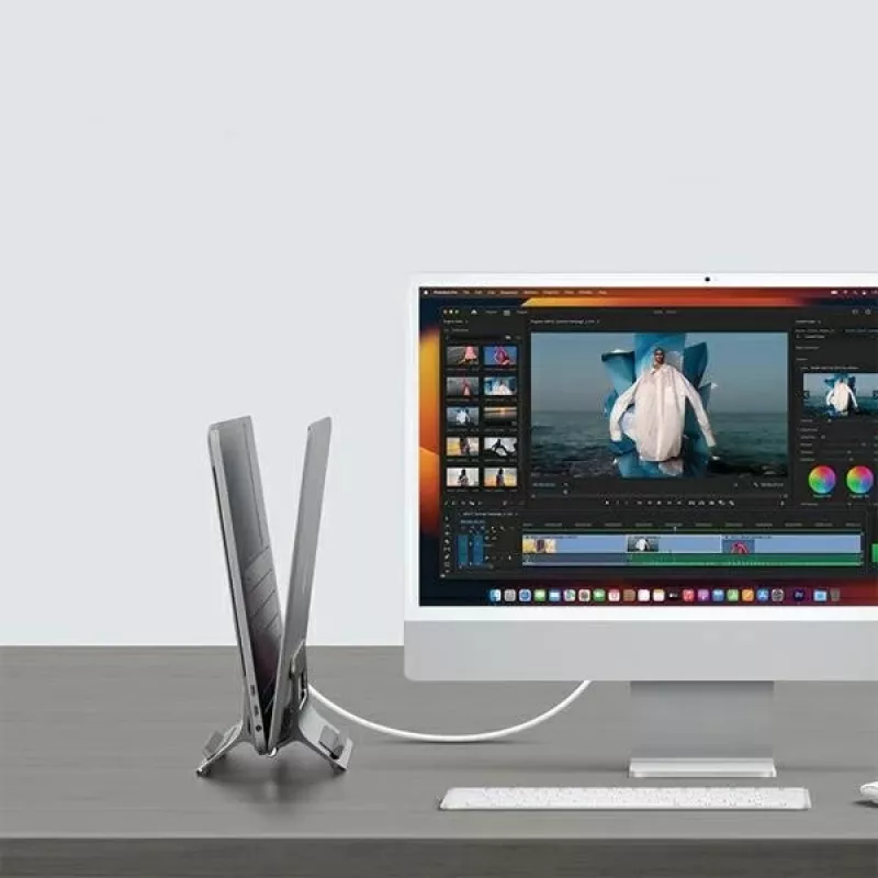 Gravity holder stand for MacBook grey