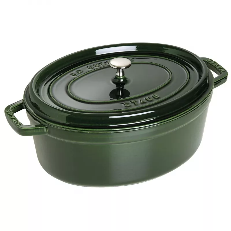 Staub La Cocotte 33 cm Oval Cast Iron Dutch Oven, Basil Green