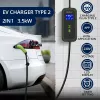 Qoltec Mobile EV Car Charger Adjustable 2in1 Type2 | 3.5kW | 230V | Wi-Fi | LCD | Portable | Wallbox | 5m