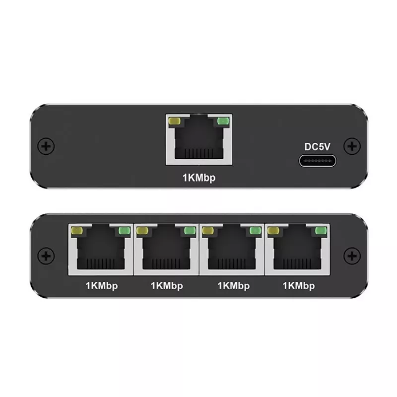 Ethernet mini switch QOLTEC 52293 1x4 RJ45, 1-in 4-out unmanaged network splitter