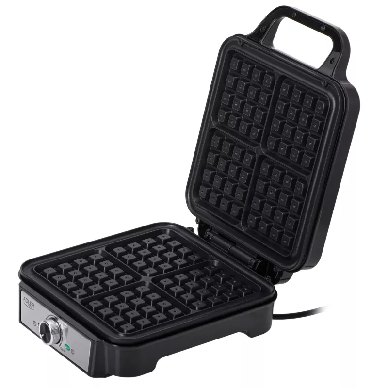 Waffle iron Adler AD 3083 — 4 square waffles 10×10 cm, 1200 W, adjustable temperature, non‑stick, cool‑touch handles