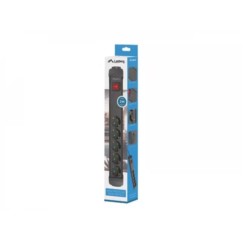 Lanberg SP1-05F-0300-BK Power Extension 3 M 5 AC Outlet(s) Indoor Blac
