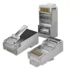 Modular RJ45 connector QOLTEC 54554 CAT5e FTP, 100 pcs, silver, plastic, 11×22×18 mm
