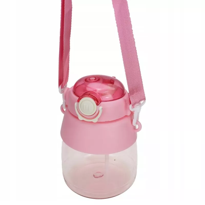 Water Bottle Extralink school bottle with straw and lanyard 1 L pink