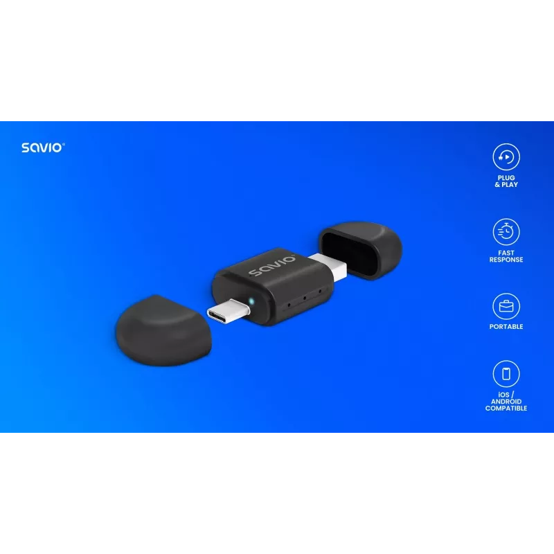 Wireless audio transmitter Savio TR-17 Bluetooth USB 10 m Black