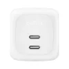 Indoor AC fast charger Belkin WCH020KQ2MWH-B6 — 2x USB‑C, 2 m integrated cable, white