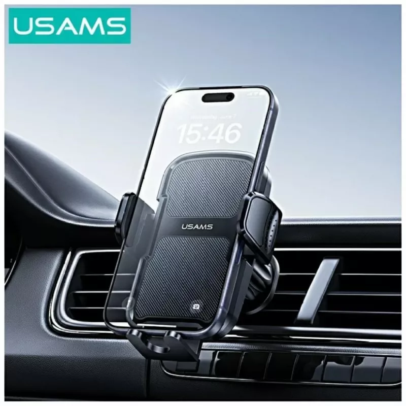 Car holder usams ZJ085 black — vehicle smartphone mount, adjustable grip