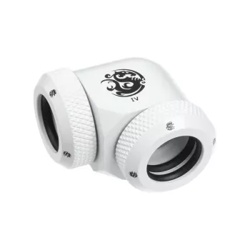 Adapter 90° BitsPower Multi-Link for 2x 12mm AD fittings — white (BP-DWE90DML)