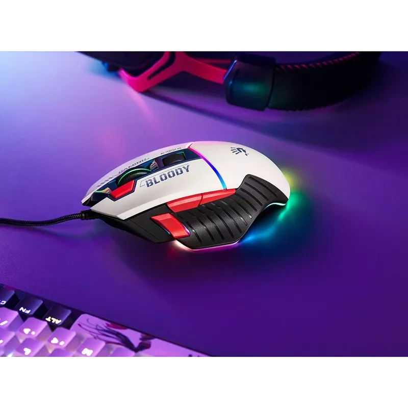 Gaming mouse A4Tech Bloody W95Max USB — right-hand, white, 12000 DPI, 1 ms, 250 ips, 125/2000 Hz