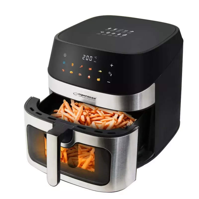 Hot-air fryer ESPERANZA EKA005, 8 L capacity, 1600 W, touch control, 10 programs, stainless steel, black