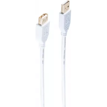 shiverpeaks ®-BASIC-S--USB Extension Cable, Type-A Plug to Type-A Coupler, HIGH SPEED, Gold-Plated Contacts, USB 2.0, White, 1,0m (BS77120-W)