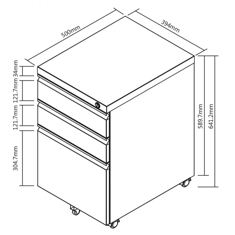 Office drawer unit Maclean MC-850 Black Metal 2 drawers