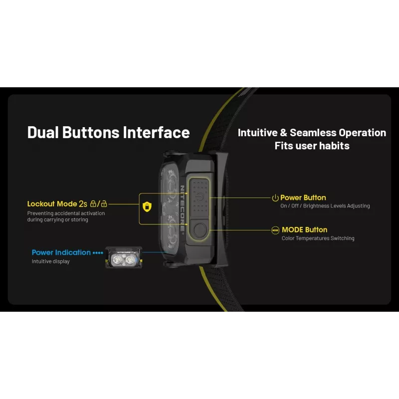 Headlamp Nitecore NU25 MCT — rechargeable headlamp, up to 400 lumens, compact hands-free lighting