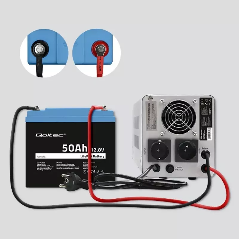 LiFePO4 battery QOLTEC 12.8V 50Ah (model 53704) for backup and energy storage
