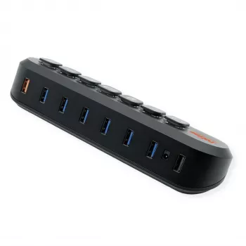 ROLINE USB 3.2 Gen 1 Hub, 7-way, replaceable buttons, Type-A-Connection Cable