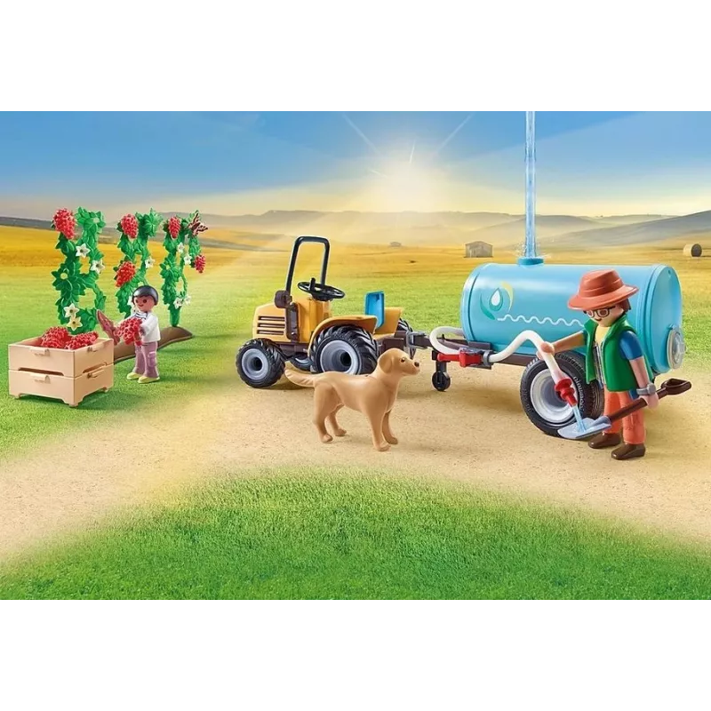Playmobil 71442 Country: Tractor with Trailer and Water Tank Fresh Harvest on the Farm Learning About the Environment Fun Imaginative Role-play Su