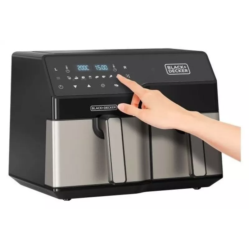 Hot air fryer Black & Decker BXAF9000E Dual Basket 9 L, 2500 W, 80–200 °C, 2 baskets, 8 programs