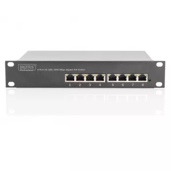 DIGITUS Gigabit Ethernet PoE Switch 8‑port PoE+ 10 inch rack, up to 80 W PoE budget
