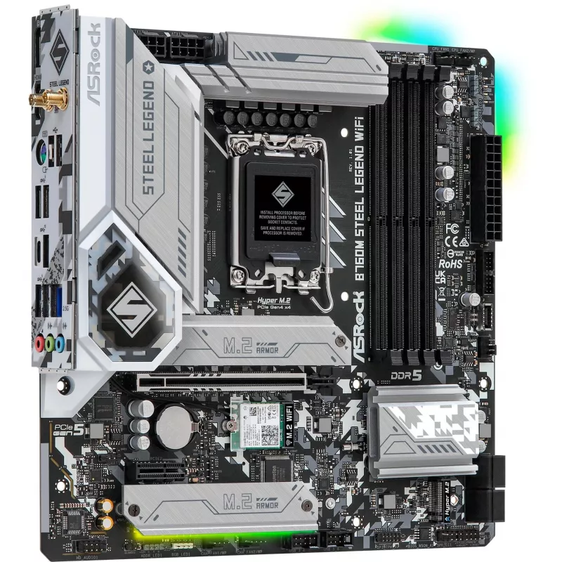 Motherboard ASRock B760M Steel Legend WiFi — Intel B760, LGA 1700, micro ATX, DDR5, 4 DIMM, 128GB, Wi‑Fi 6E, 2.5Gb LAN