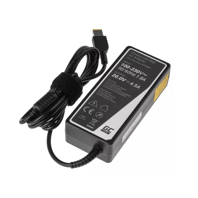 Power adapter Green Cell AD39AP 90W AC-to-DC 20V 4.5A for Lenovo (indoor) Black
