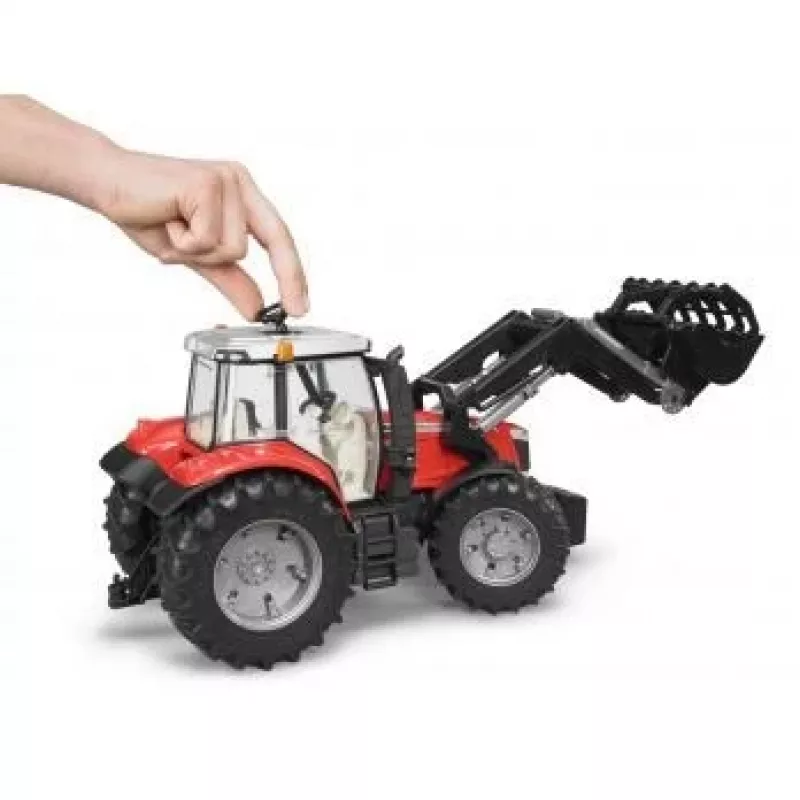 Toy tractor BRUDER Massey Ferguson 7624 with frontloader, red, for ages 3+