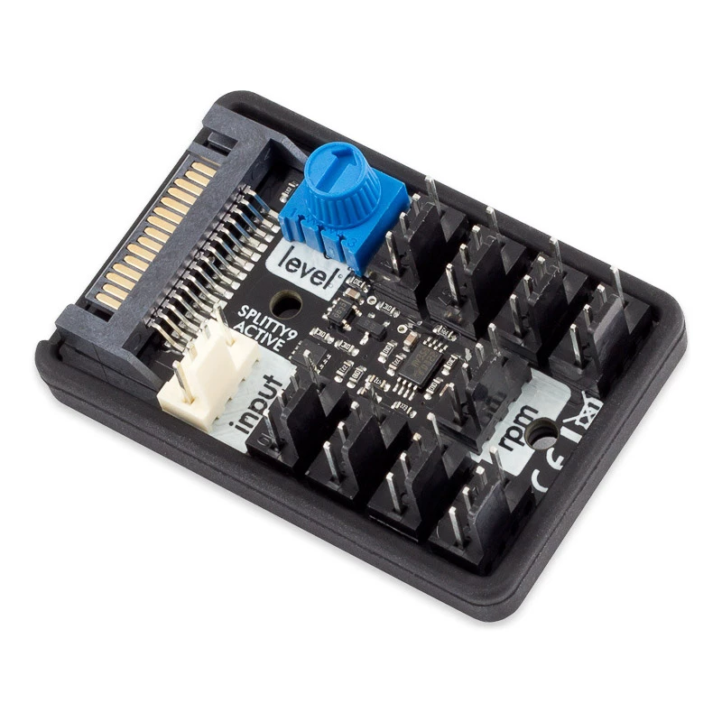 Fan controller Aqua-Computer 53283 — 4-pin connector, rated current 4.5 A, 57×39×16 mm