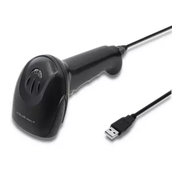 Handheld barcode reader QOLTEC 50866 — 1D laser scanner, USB wired, 600 mm range, black, 161.5×88×77 mm