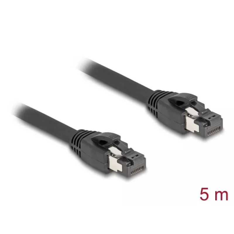 Delock - Network Cable - RJ-45 (M) to RJ-45 (M) - 5,0m - 7,5 mm - S/FTP - CAT 8,1 - Halogen-Free, Snagless, to 40 Gbps Data Transfer Rate - Black (80236)