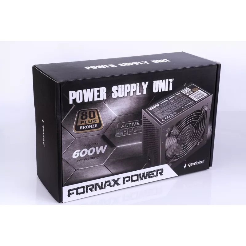 Power Supply ATX 80+Bronze 600W active PFC, 12cm Fan