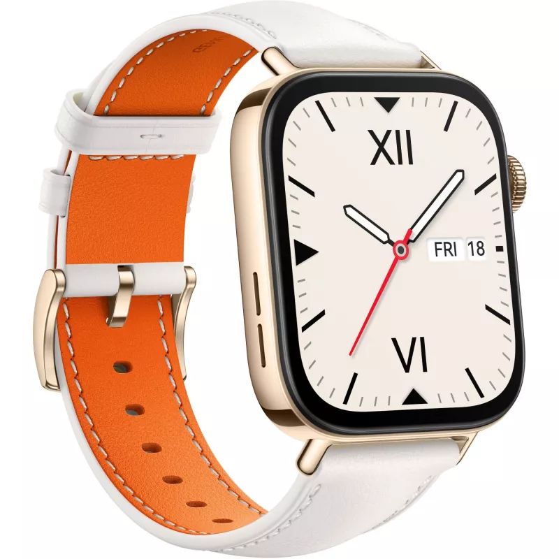 Watch Fit 3 (Solo-B19V), Smartwatch gold/White, leather watch strap in White