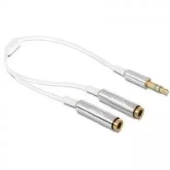 Audio Cable DeLOCK 65355 0.25m 3.5mm 2 x 3.5mm Silver White