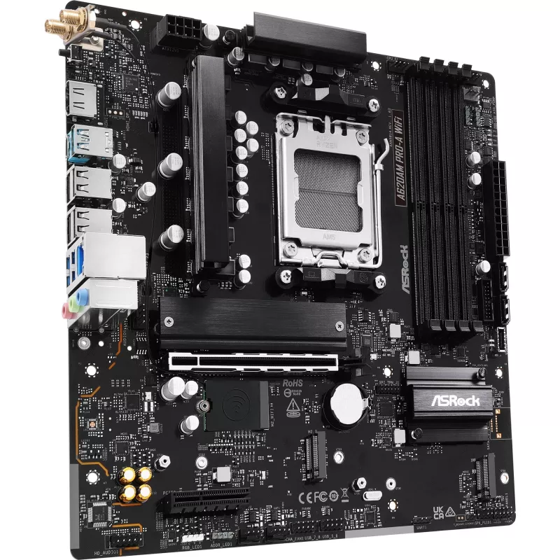 Motherboard ASRock A620AM Pro-A WiFi AM5 mATX — AMD A620, Socket AM5, DDR5 up to 256 GB, Wi‑Fi 6E, 2.5Gb LAN, HDMI 2.1