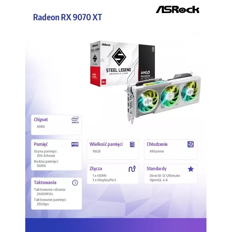 ASRock Radeon RX 9070 XT SL 16G 16GB GDDR6 PCIe 5.0 Graphics Card