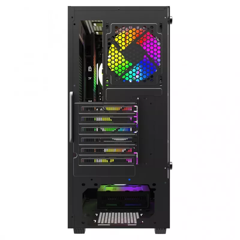 PC Cube Case SAVIO Noctis Glass RGB — Black, ATX/Micro-ATX, 210×410×450 mm, 3×120 mm front fans