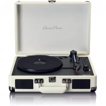 Belt-drive turntable Lenco TT-115CR cream — suitcase record player, USB recording, Bluetooth 5.0, 33/45/78 RPM