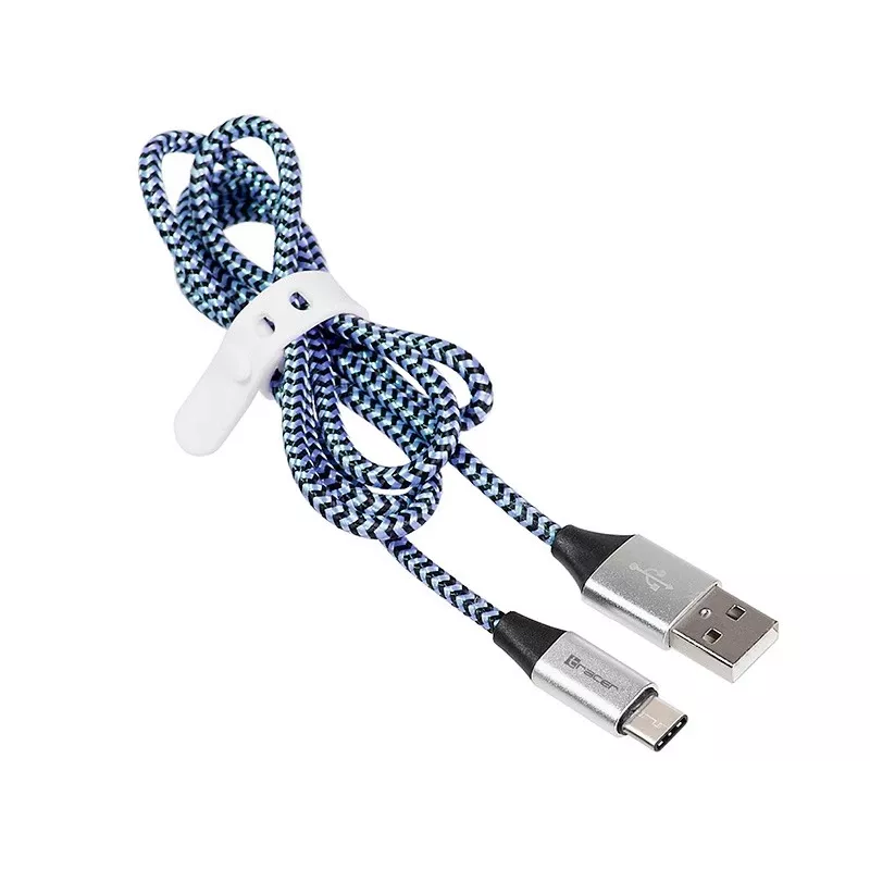 Tracer TRAKBK46266 USB cable USB 2.0 1 m USB C USB A Black Blue Silver