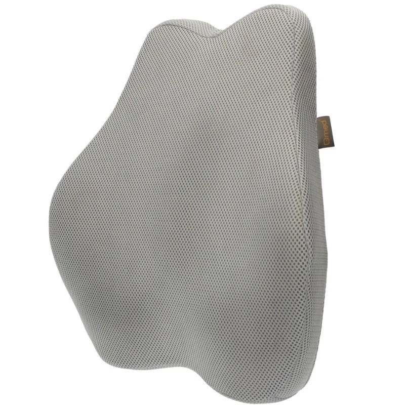 Lumbar support pillow MDH DRQE3S0BBXUXP — memory foam ergonomic, 450×410×105 mm, density 55 kg/m³, grey, pouch included