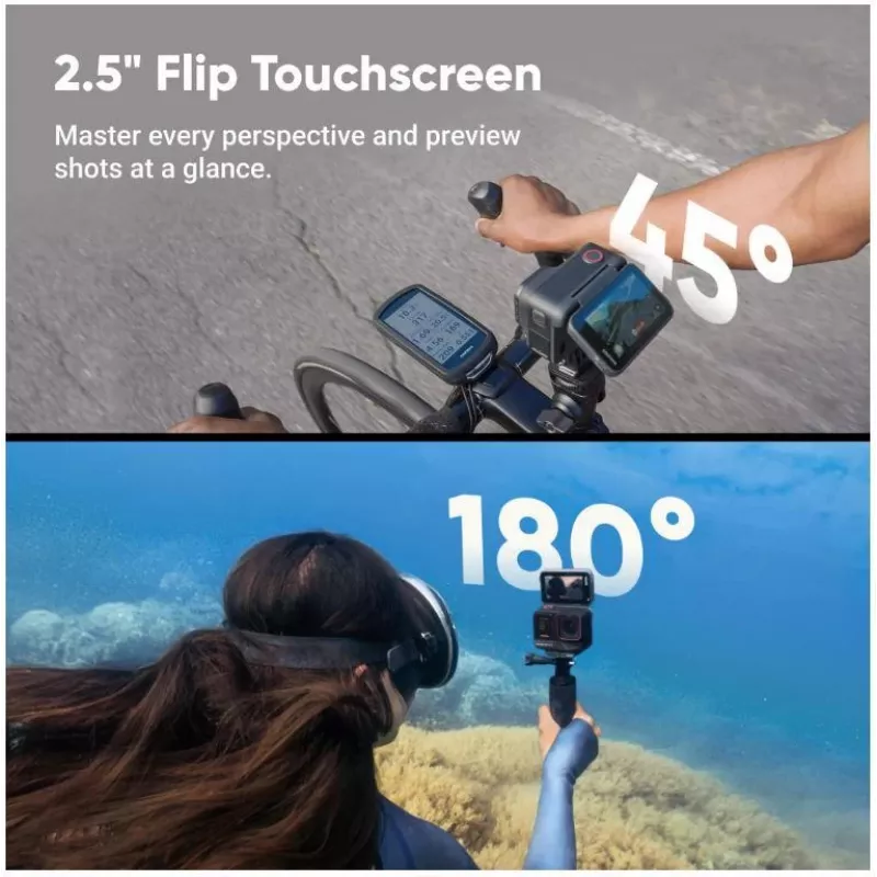 Action sports camera Insta360 Ace Pro 2 — 50 MP, 8K Ultra HD (7680×3272), 1/1.3 inch sensor, up to 240 fps, built-in display, Wi‑Fi, MicroSD, 177.7 g, Black