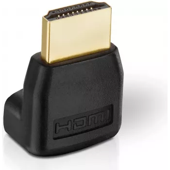 HDMI adapter helos BASIC 302028 — HDMI male to female angled, supports 1080p