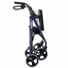 Four-wheel rollator walker with seat, blue/black