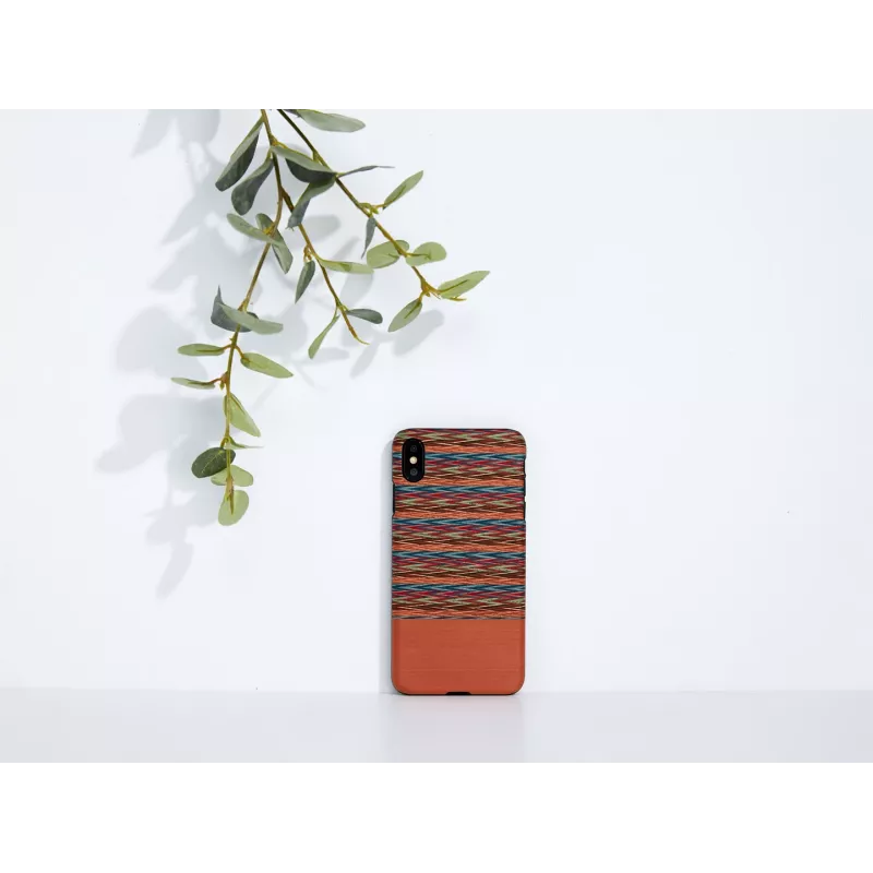 Phone case man and wood for iPhone X/XS — brown check with black accents