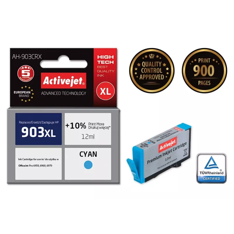 Activejet AH-903CRX Ink (replacement for HP 903XL T6M03AE; Premium; 12 ml; cyan)