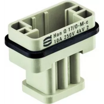 Connector Harting Han Q 17/0-M-c 10A 09120173001 – panel mount rectangular industrial connector